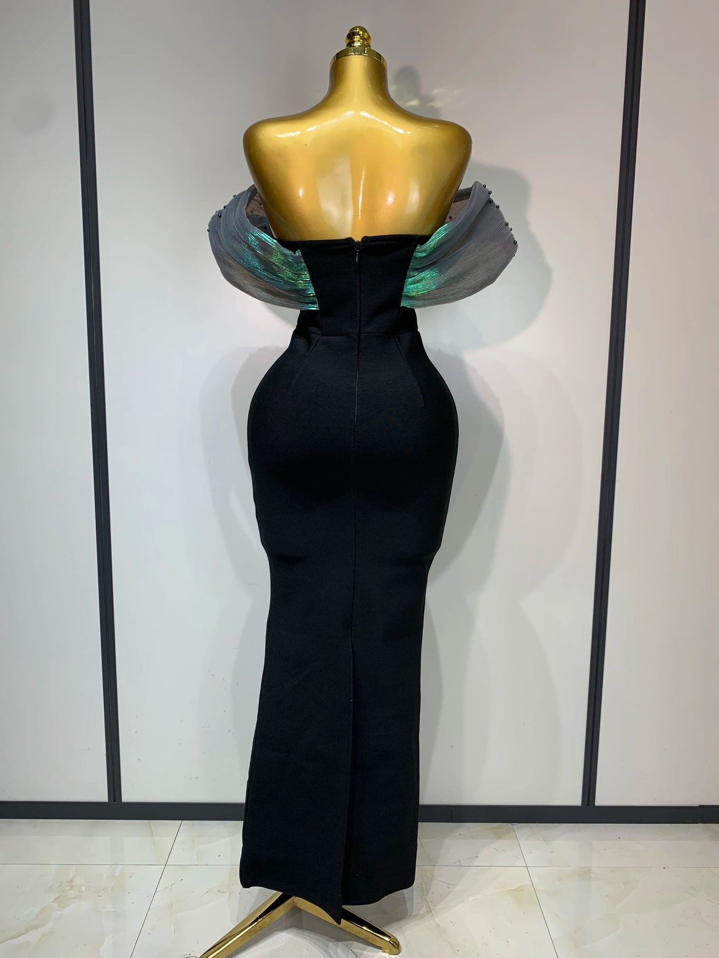 Sexy Off Shoulder Beading Bodycon Long Bandage Dress