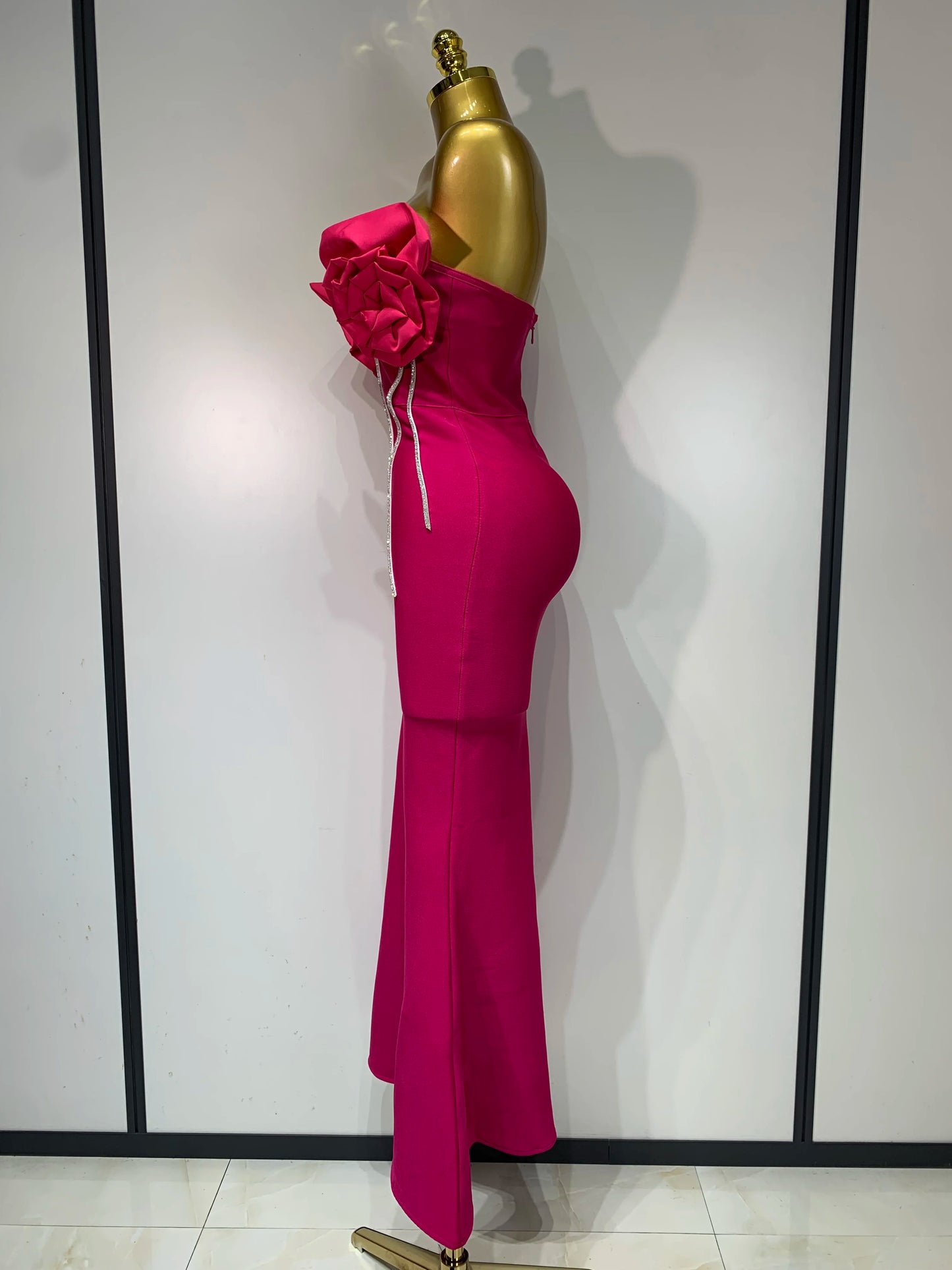 Luxury Bandage Strapless Appliques Sparkly Diamond Evening Club Outfit