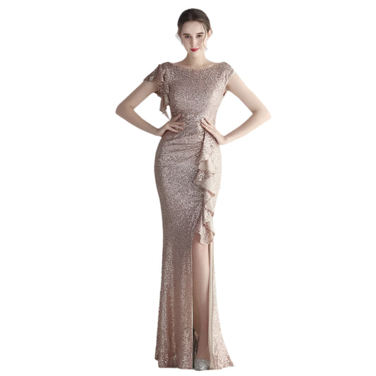 Elegant Mermaid O Neck Sequins Evening Dress