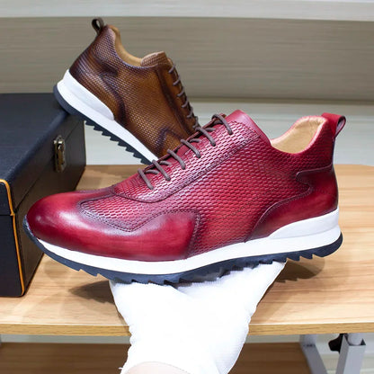 Handmade Real Cow Leather Male Oxfords Comfortable Lace-Up Running Shoes