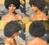Glueless Full Machine Made Afro Kinky Curly Short Brazilian Remy Hair.