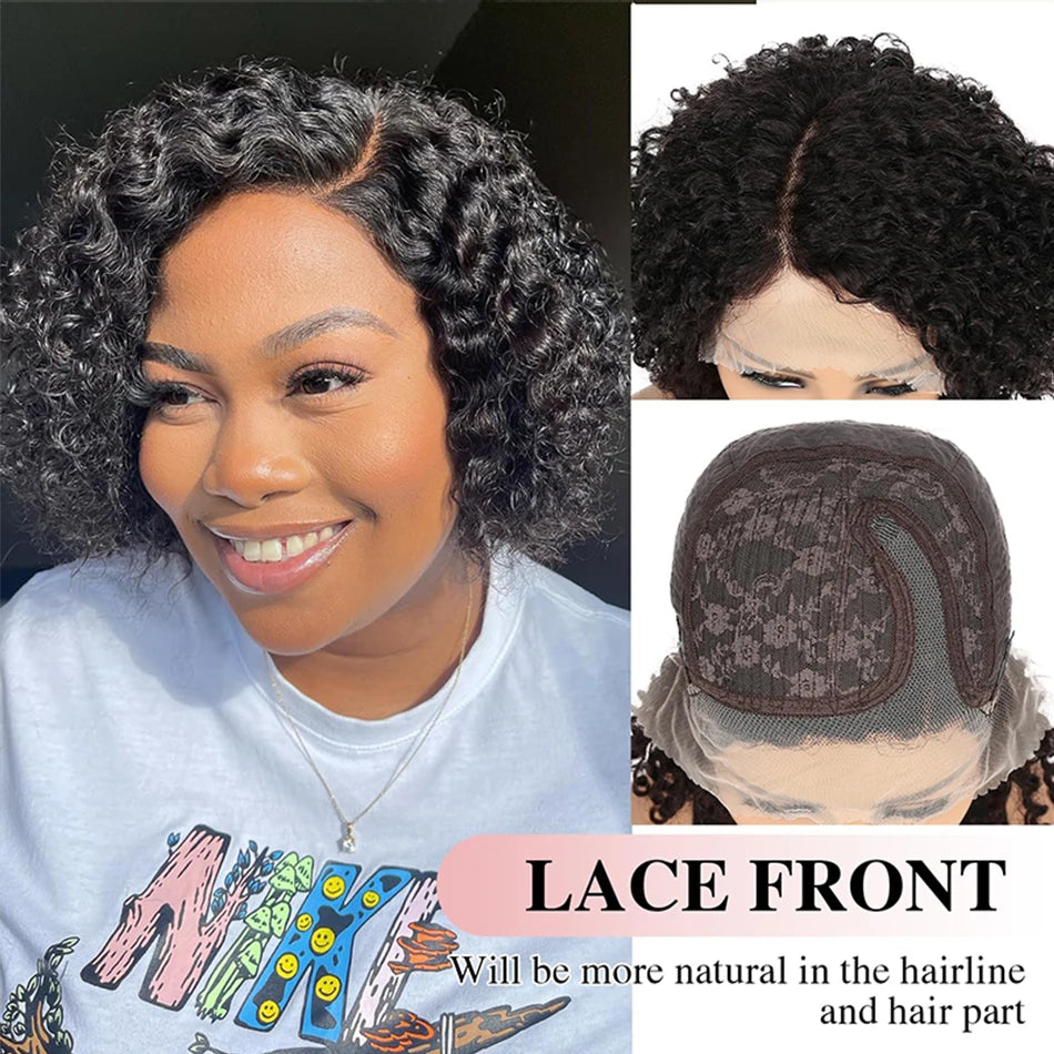 Side Part Lace Front Pixie Cut Human Hair Bob Wig