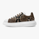 Height Increasing Faux Snake-Skin Leather Oversized Sneakers - Women