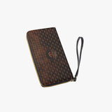 MyMIYAKA Leather Wristlet Clutch Wallet - Brown