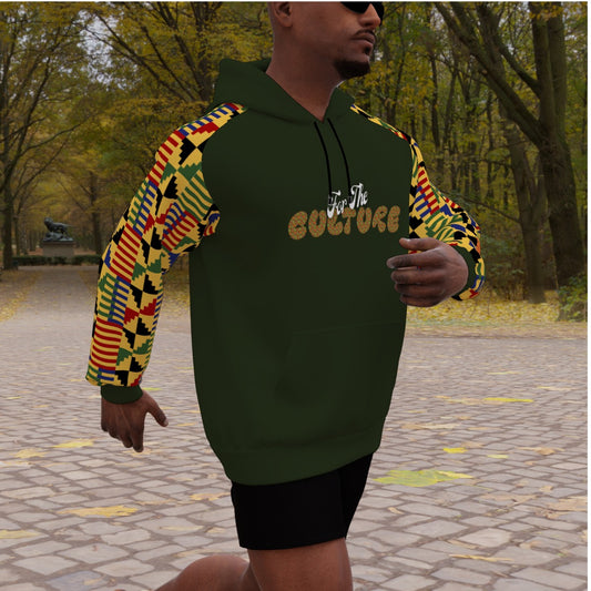For The Culture Men's Kente Heavy Fleece Raglan Hoodie - Green