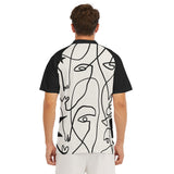 Men's Artwork Polo Shirt With Button Closure - Cream/Black