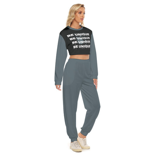 Be Unique Women's Crop Sweatshirt Suit