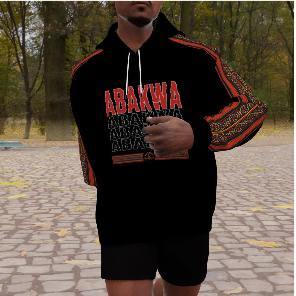 Abakwa Men's Heavy Fleece Raglan Hoodie - Black