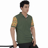 Kente Sleeves Men's Polo Shirt with  Zipper