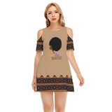 You Are Beautiful Toghu Style Shoulder Cotton Dress - Light Brown