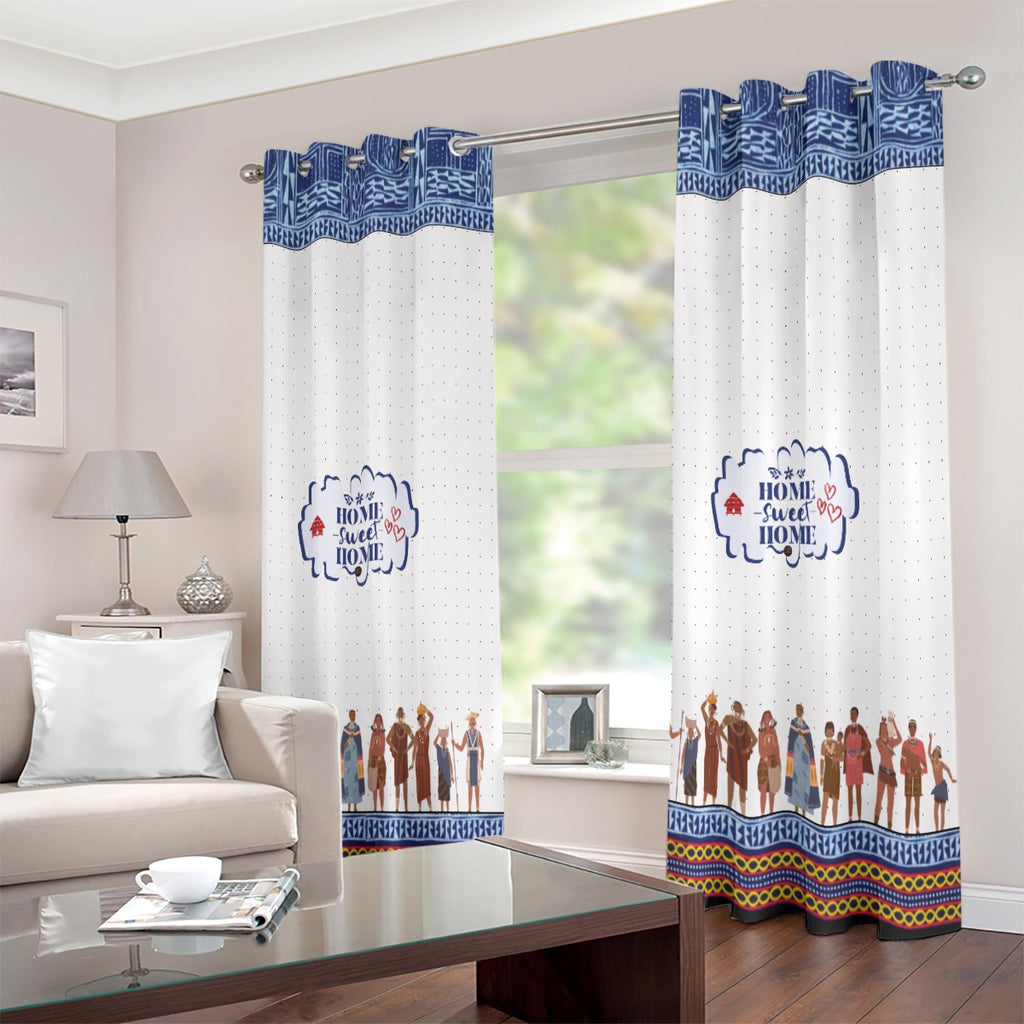 Home Sweet Home Grommet Curtains (Multiple Sizes, 2 Curtains Per Order) - Blue