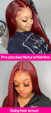 Burgundy 13x4 HD Transparent Lace Front Human Hair Wigs 99J Straight Lace Frontal Wig Pre Plucked Remy Hair