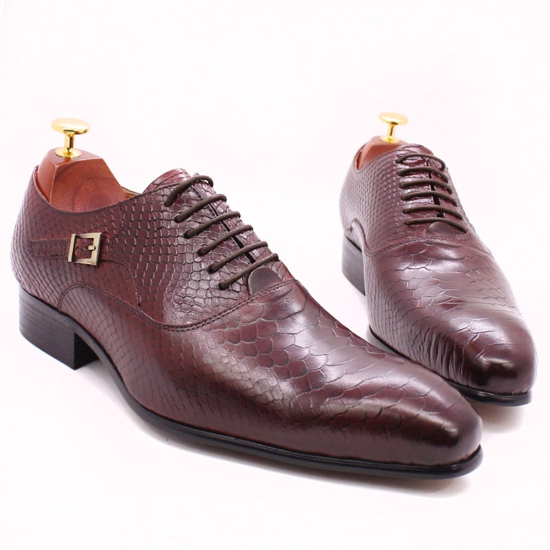 Luxury Oxford Snake Skin Classic Style Dress Leather Shoes