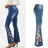 Skinny Flare Embroidery Jeans