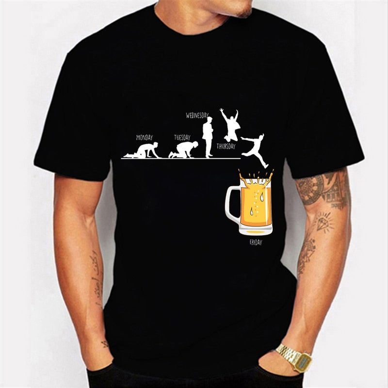 Funny Friday Beer Graphic Print Branded T-shirt