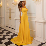Yellow Party Maxi Prom Dress