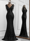 Sexy mermaid black evening dresses