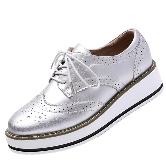 Fashion Platform Genuine Leather Flats Shoes