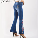 Skinny Flare Embroidery Jeans