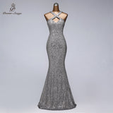 Sexy neck style Sequin evening dress