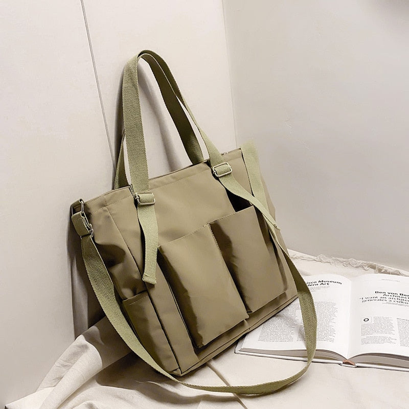 Simple Fashion Zipper Handbags Waterproof Large Capacity Tote Bags
