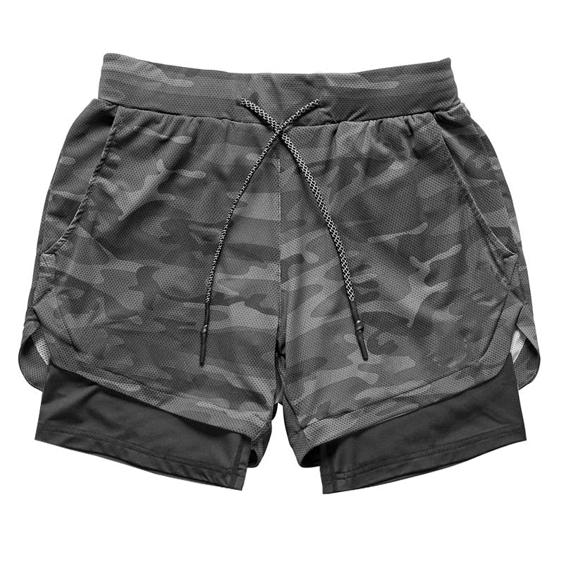 Camo Double-deck Quick Dry Running Shorts