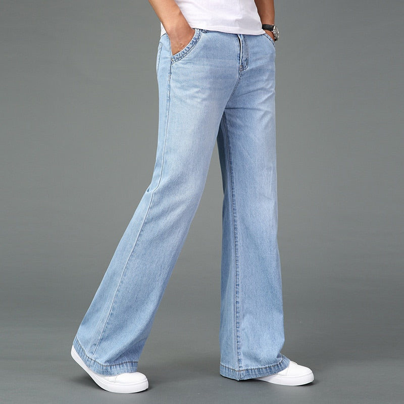 Retro Men's Flare Jeans Bell Bottom Fashion Denim Pants