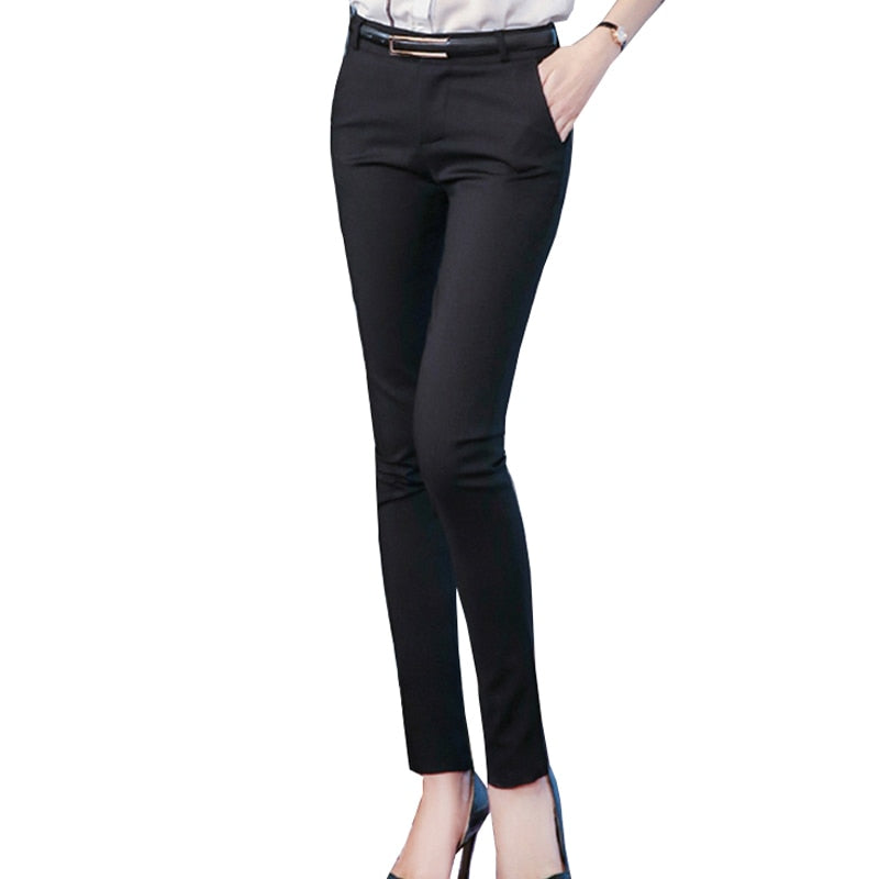 High Waist Ladies Office Trousers Casual Female Slim Pants
