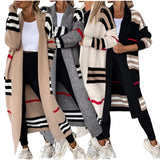 Trendy Stripes Long Sleeve Knitted Cardigan Sweater