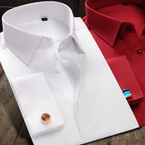 Luxury Cotton French Cuff Button Long Sleeve Men Tuxedo Shirt with Cufflinks