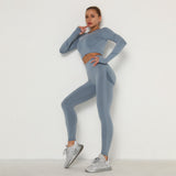 Long Sleeve Yoga Apparel and Full Length Leggings Workout Set Seamless Yoga
