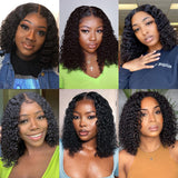 Human Hair Wigs Brazilian Deep Wave Frontal Wig Short Bouncy Jerry Curl Bob Wig PrePlucked Lace Closure Wigs For Women Natural