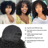 Fringe Wig Human Hair Short Bob Wig Jerry Curly Wigs With Bangs 200 Density Full Machine Wig