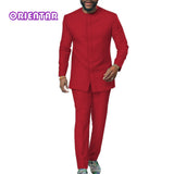 Casual Simple Solid Color Long Sleeve Shirt + Trousers 2-piece Suit