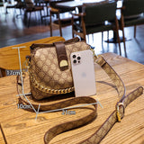 Clutch With Top Handle Leather Shoulder Crossbody Plaid Luxury Handbag