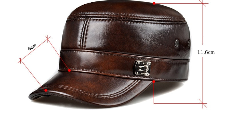 Genuine Leather Black/Brown Flat Caps Male 54-62 cm
