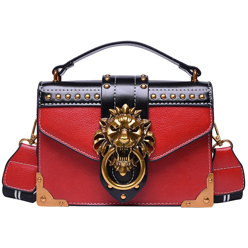 Luxury Metal Lion Head Brand Shoulder Fashion Handbags