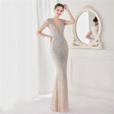 Elegant V Neck Mermaid Evening Luxury Dress