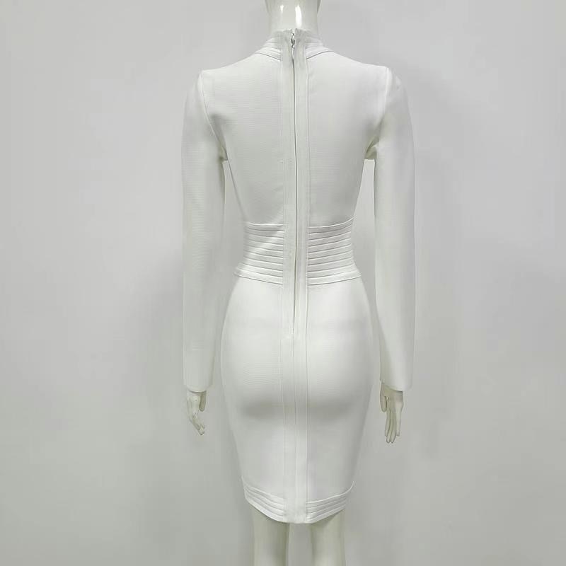 Long Sleeve Celebrity Bodycon Rayon Bandage Dress