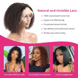 Afro Kinky Curly Wig Human Hair Wigs T Part Transparent Lace Short Curly Bob Wig 200 Density Thick Wigs For Women Preplucked Wig