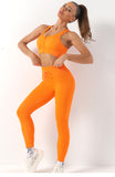2PC Women's Seamless Yoga Set Workout Sportswear With Drawstring High Waist Leggings