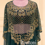 African Chiffon Batwing Sleeve Sequins And Fringes Loose Versatile Dress With Free Size