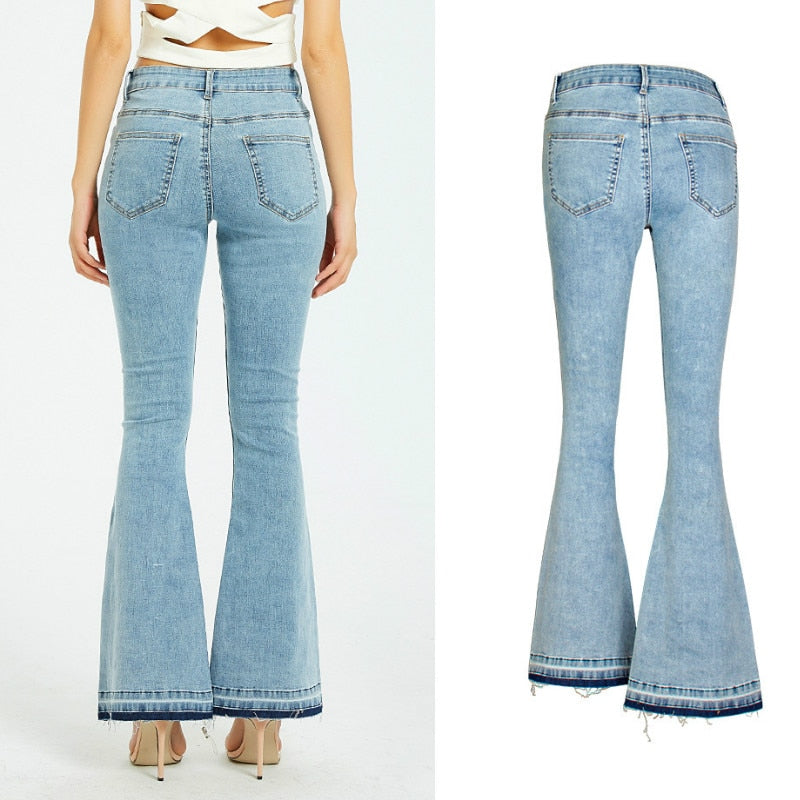 Stretching Embroidery Flare Jeans