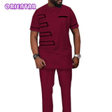 African Senator Style Traditional Outfit 2-Piece Set Solid Color Formal Outfits