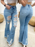 Retro Solid Hole Jeans