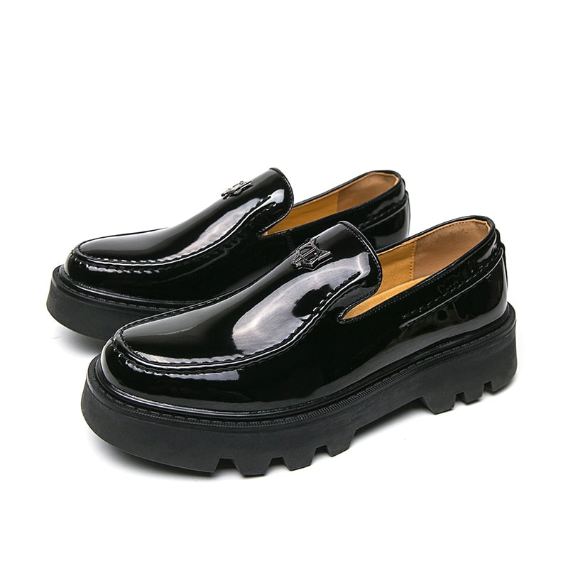 Black Chunky Breathable Slip-On Dress Shoes Style 1