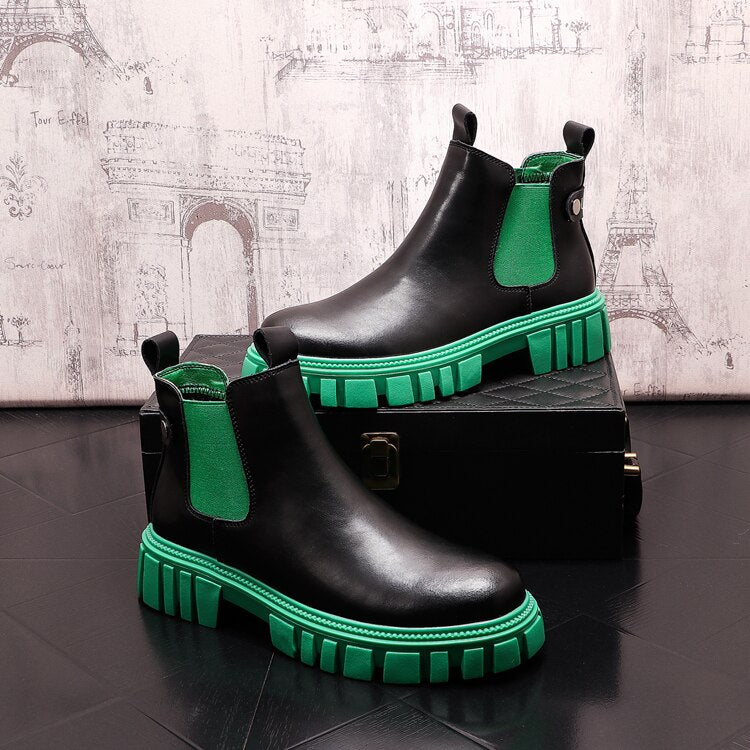 Fashion Leather Casual high top Chelsea Boots