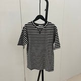 Summer Short Sleeve Striped T-Shirts Women Knitted Basic Casual Tops