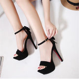 Sexy Women 12cm High Heels 3.5cm Red Bottom Platform Black Sandal