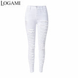Ripped Jeans High Waist Skinny Tight Jeans Woman